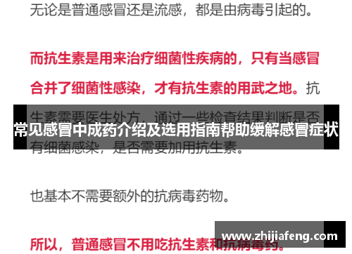 常见感冒中成药介绍及选用指南帮助缓解感冒症状